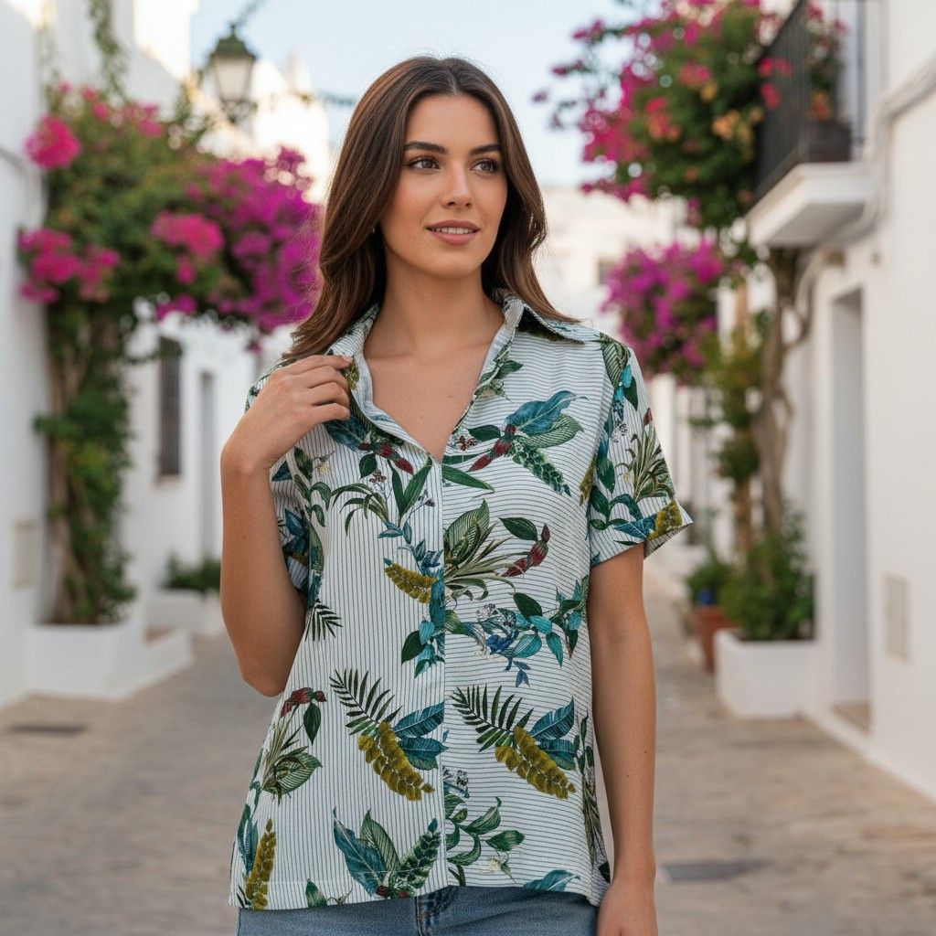 Blusa de manga corta satinada MISSING JOHNNY Talla S (grande)