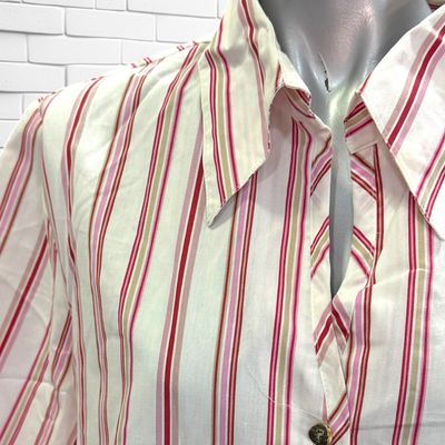 **HOY** Camisa de manga corta de rayitas LANDHAUS color Blanco y rojo Talla 44