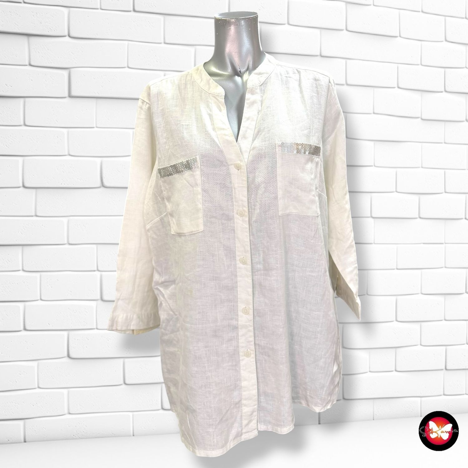 Camisa de lino CLARINA color Blanco Talla 44