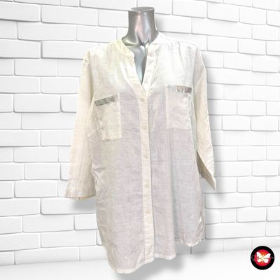 **HOY** Camisa de lino CLARINA color Blanco Talla 44