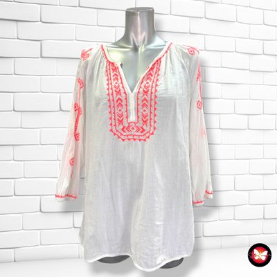**HOY** Blusa playera TCHIBO color Blanco y coral Talla 40