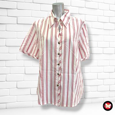 **HOY** Camisa de manga corta de rayitas LANDHAUS color Blanco y rojo Talla 44