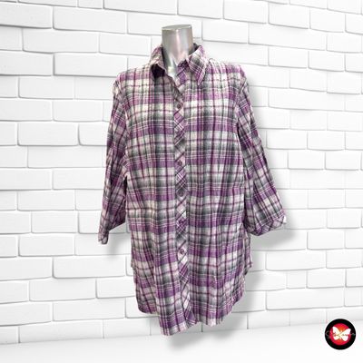 **HOY** Camisa de media manga de cuadros CANDA color Violeta, blanco y gris Talla 48