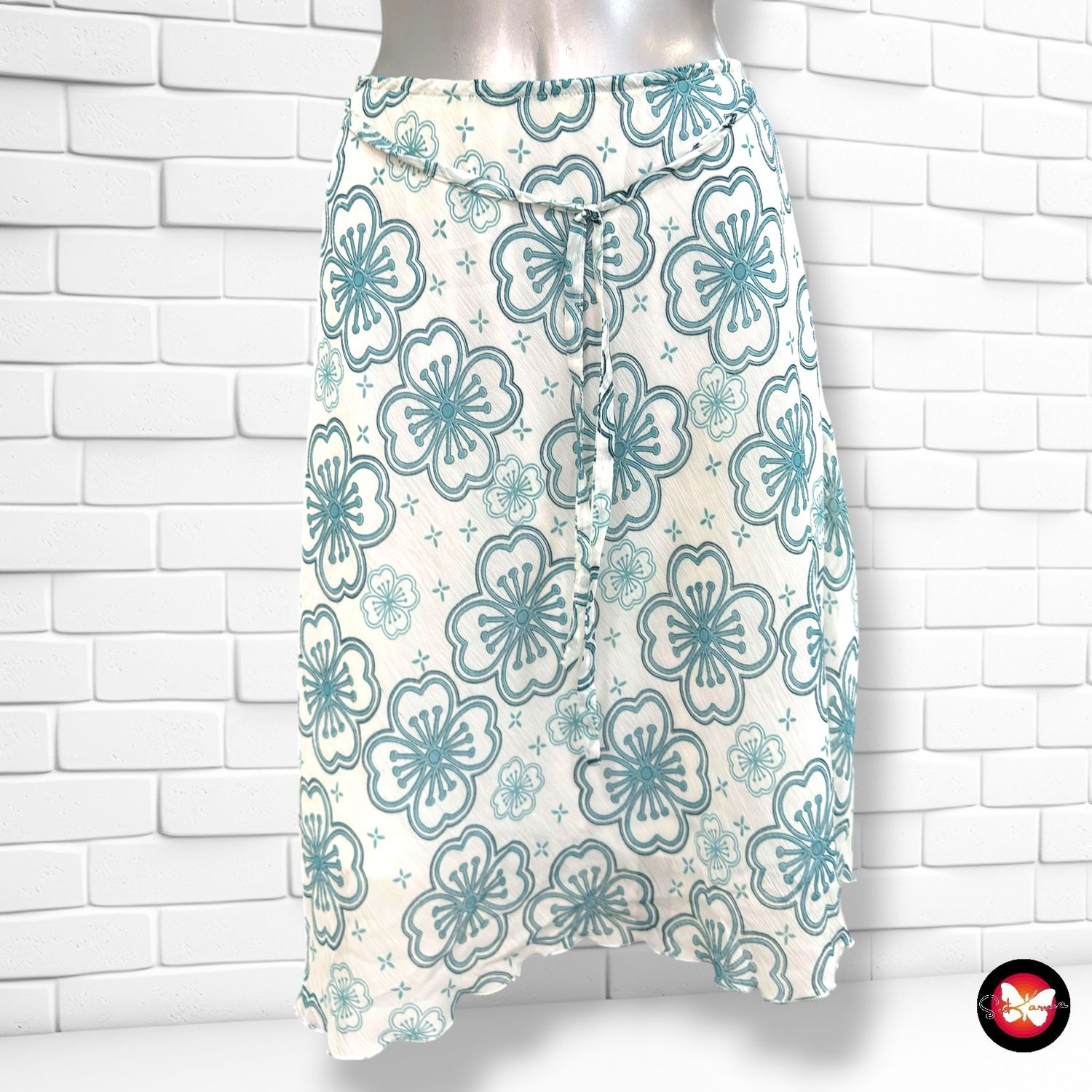 Falda de gasa BLUE MOTION color Blanco y celeste Talla L