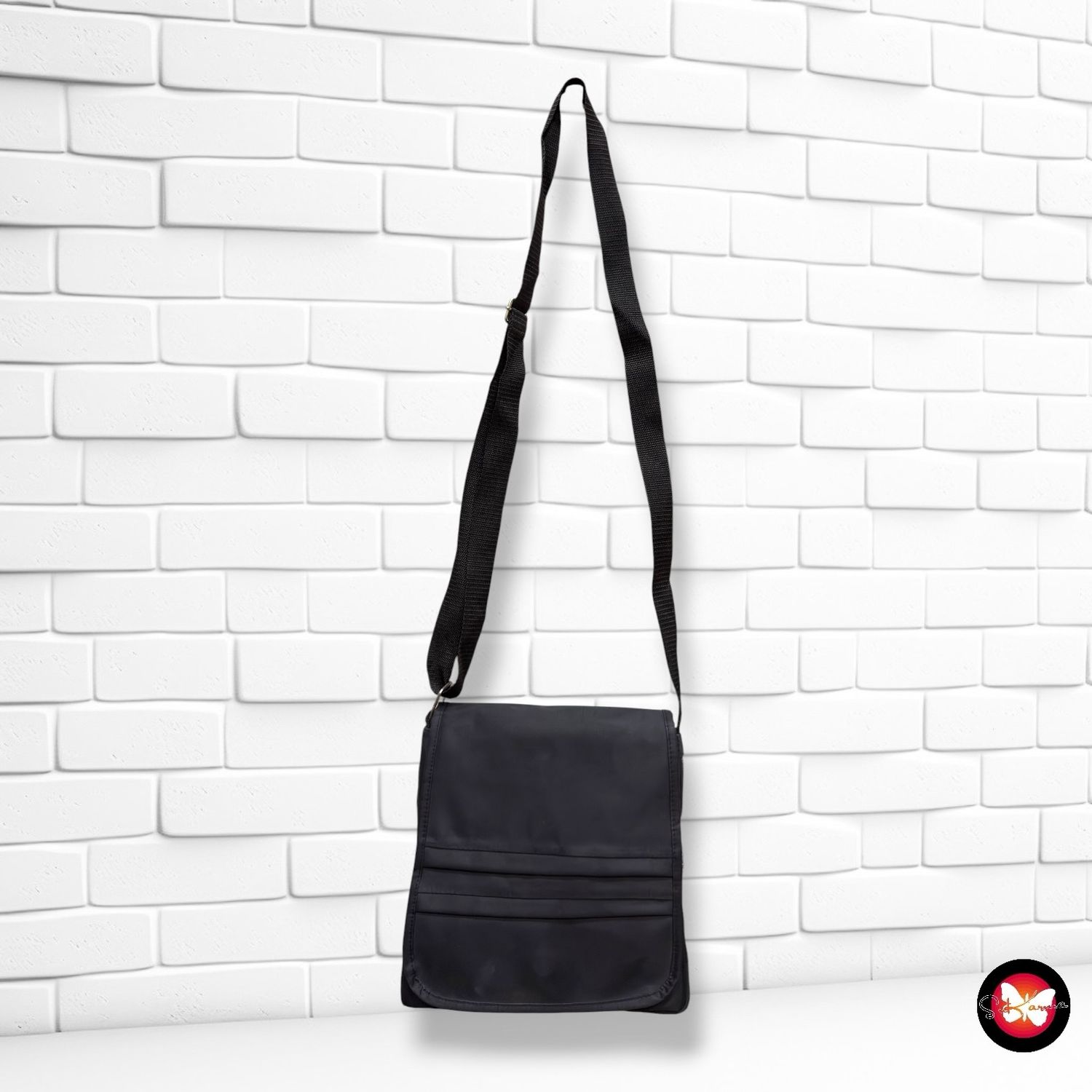 Bolso bandolera de tela color Negro Talla MEDIANO