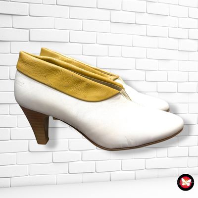 **HOY** Zapatos de tacón vintage ALPINA color Blanco y camel Talla Calzado 36,5 (3,5UK)