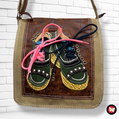**HOY** Bolso bandolera de tela color Camel Talla PEQUEÑO