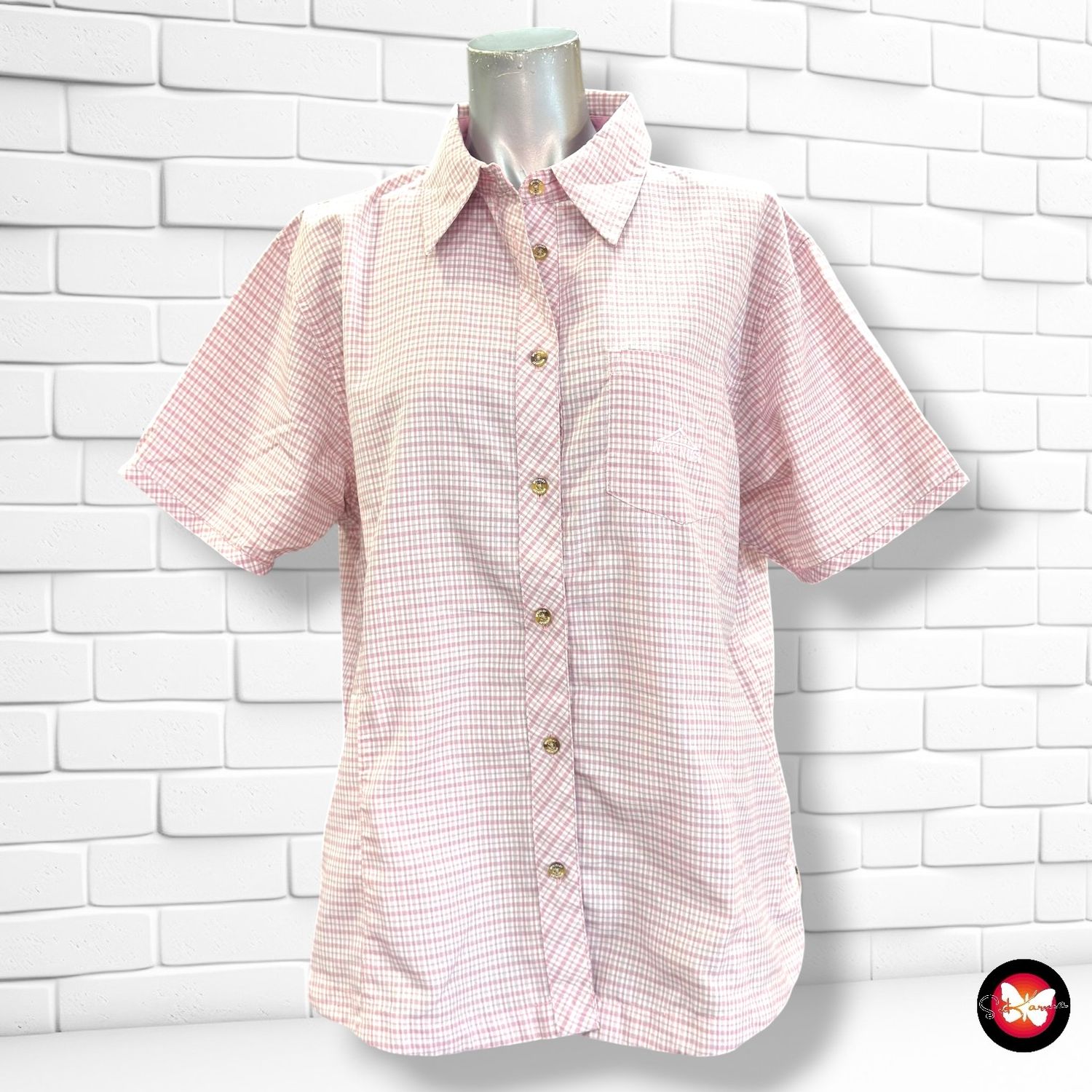 Camisa de manga corta de cuadritos MC KINLEY color Rosa y blanco Talla 44