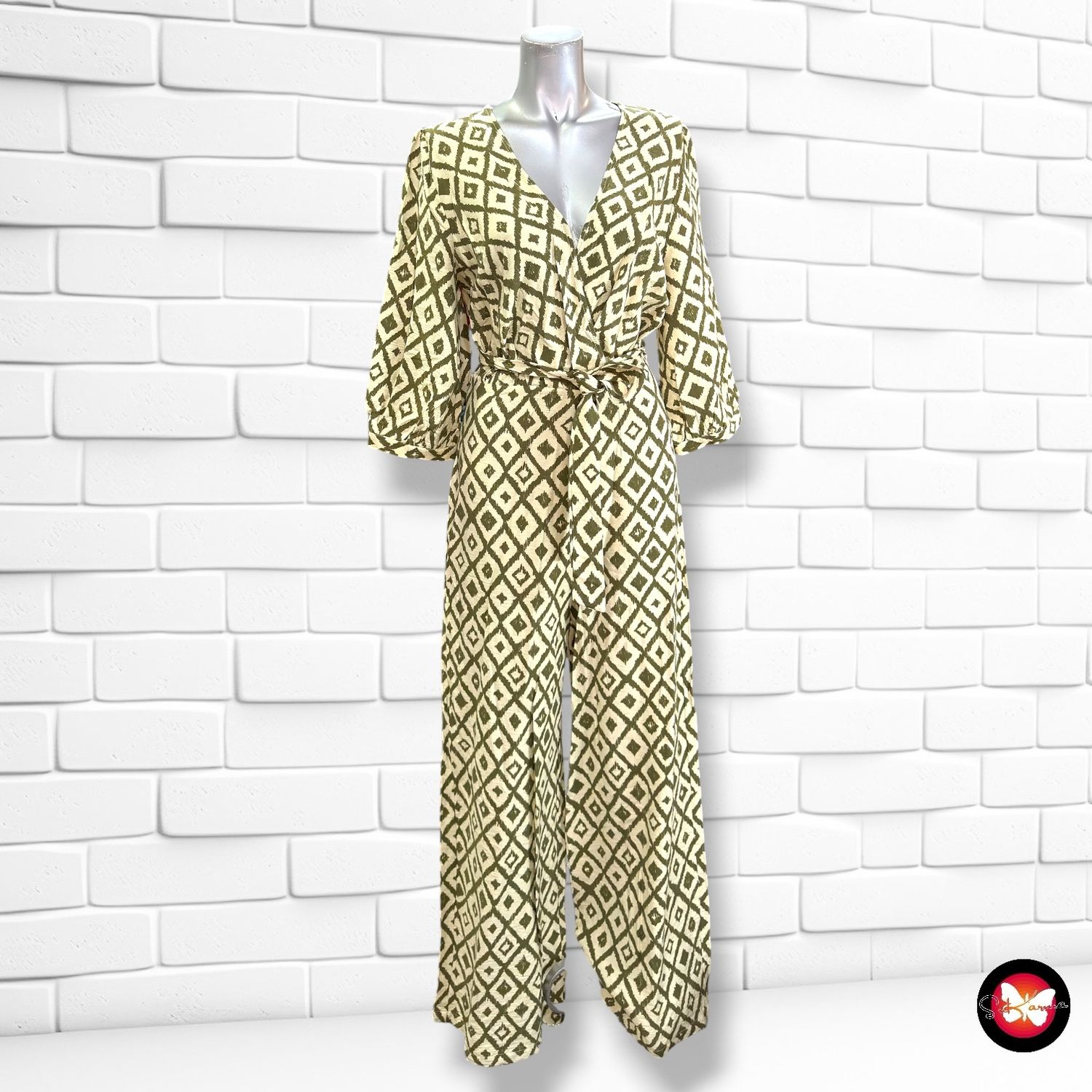 Mono largo MANGO color Verde y beige Talla S