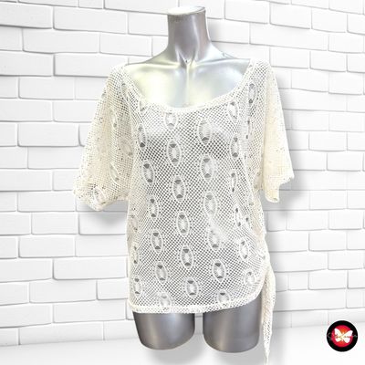 Blusa de rejila  color Blanco Talla ÚNICA