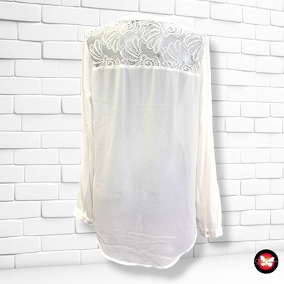 Blusa con encaje NEW LOOK color Blanco Talla 40 (12UK)