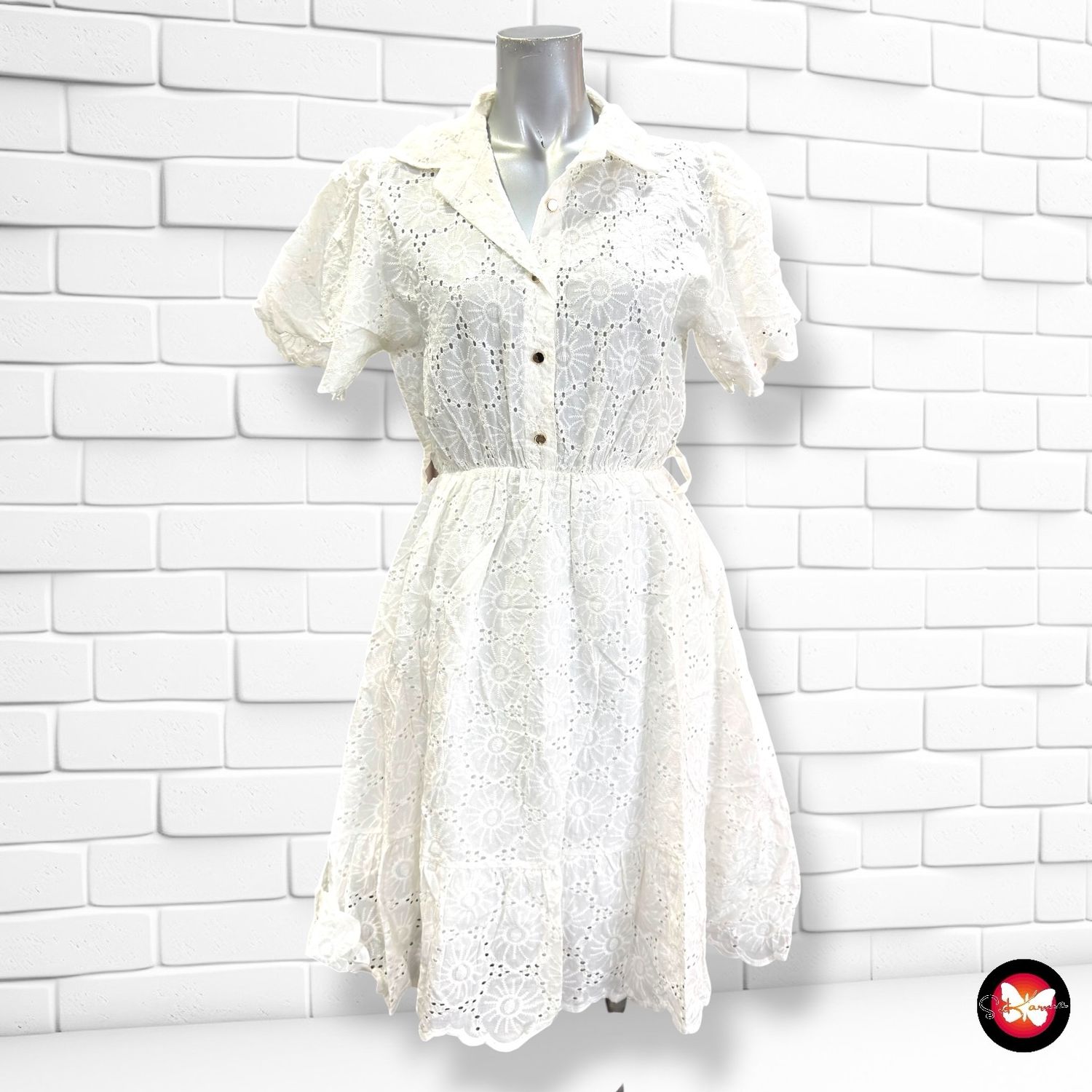 Vestido caladito  color Blanco Talla S