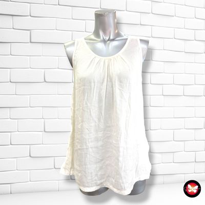 **HOY** Blusa sin mangas con espalda de encaje JAVIER SIMORRA color Hueso Talla 38