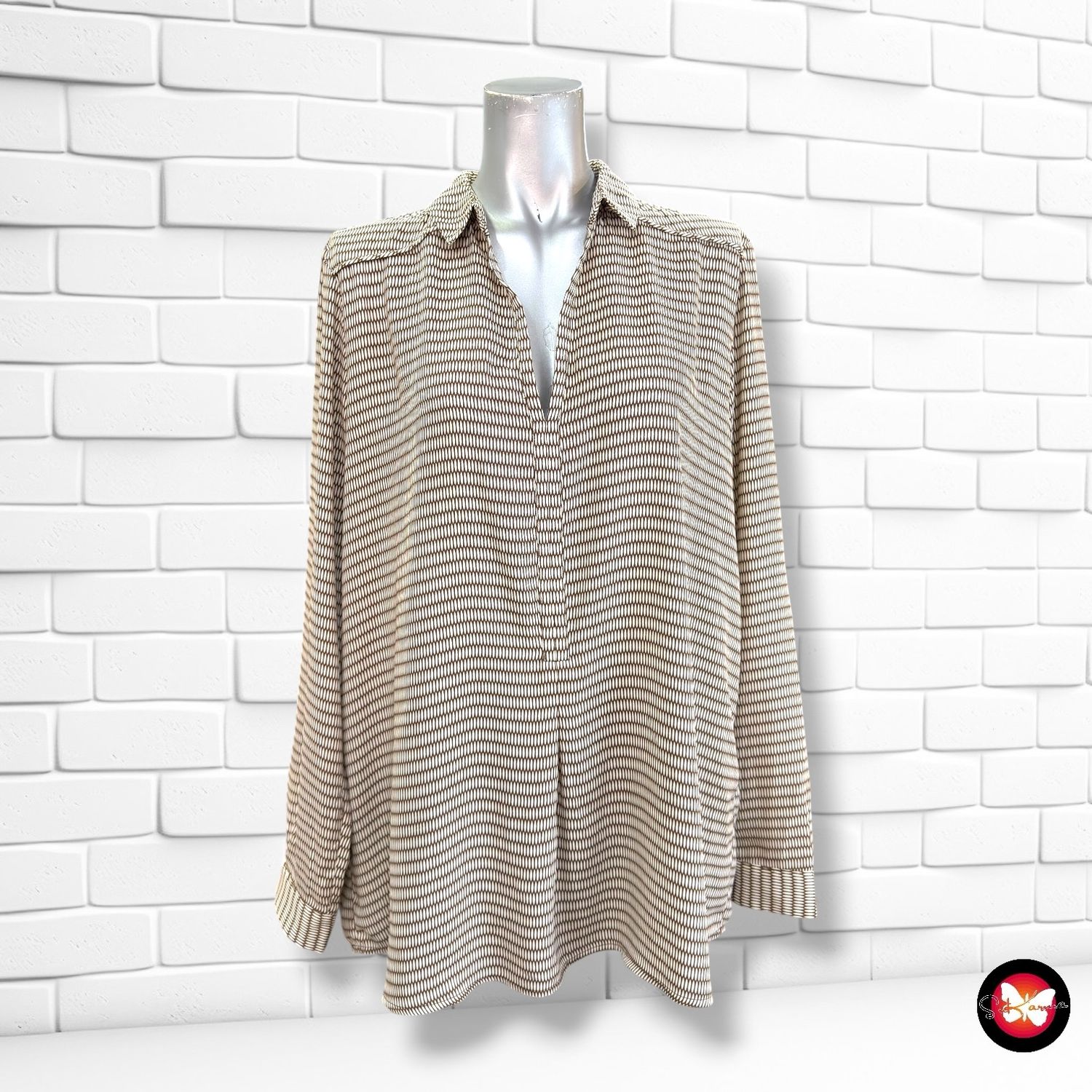 Blusa de manga larga MANGO color Marrón y beige Talla L