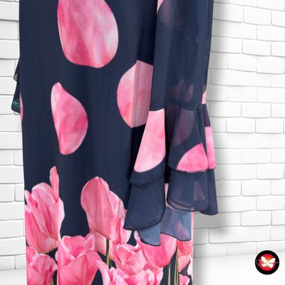 **HOY** Vestido de mangas de volantes D’CERO color Azul y rosa Talla L/XL