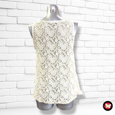 **HOY** Blusa sin mangas con espalda de encaje JAVIER SIMORRA color Hueso Talla 38