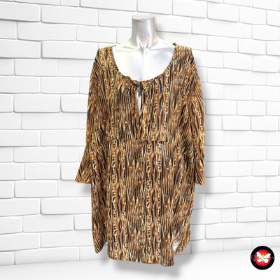 **HOY** Blusa traslúcida de media manga QUEEN-SIZE color Marrón y negro Talla 3XL