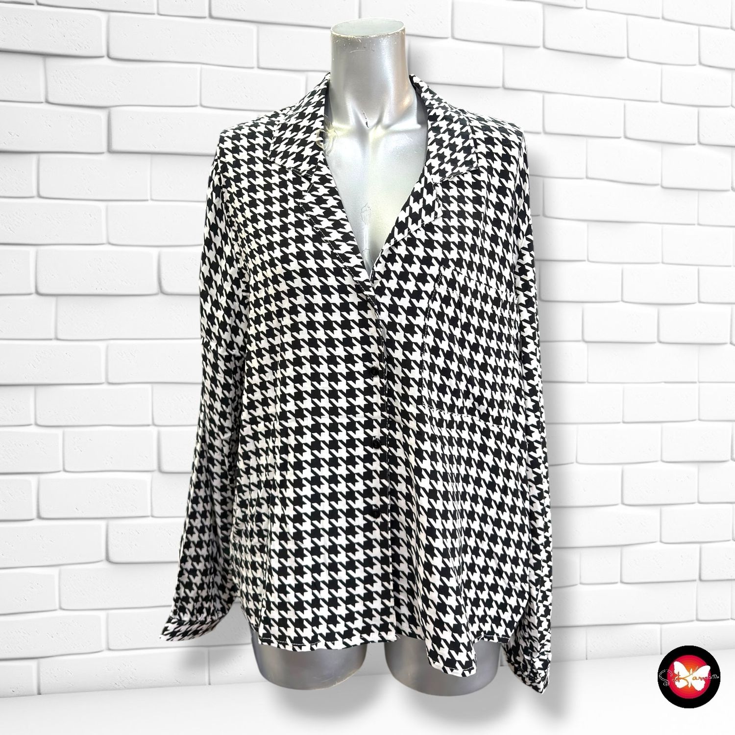 Camisa “pata de gallo” AMISU color Negro y blanco Talla M