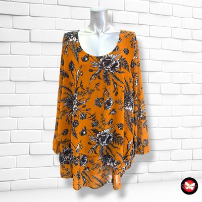 **HOY** Blusa de flores MONROE&MORE color Mostaza y negro Talla 48