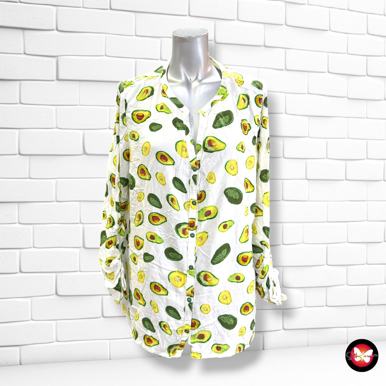 Camisa “AGUACATES" CECIL color Blanco y verde Talla L