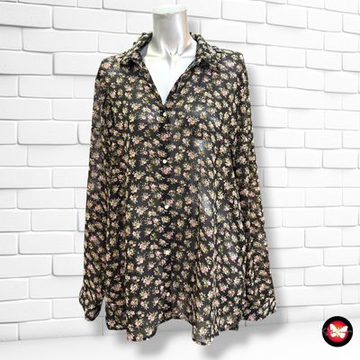 **HOY** Camisa traslúcida de florecitas H&M color Negro y varios Talla 44