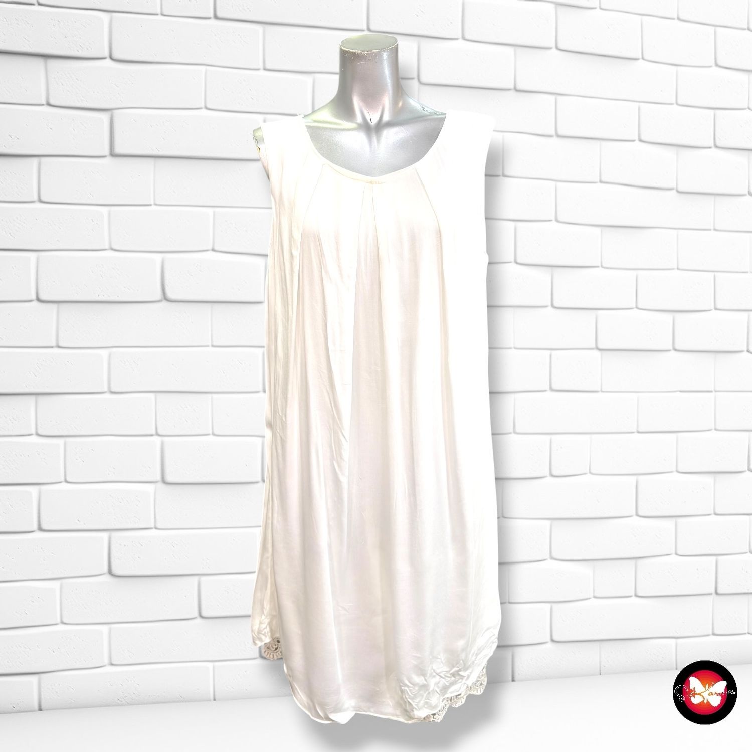 Vestido sin mangas con encaje color Blanco Talla S