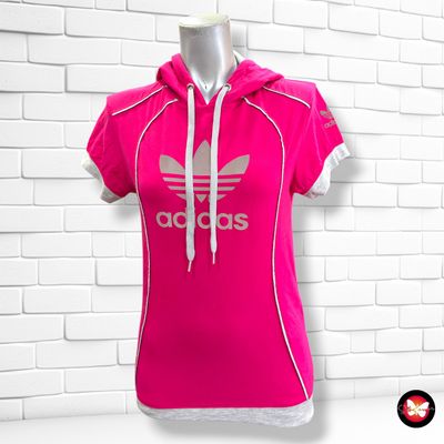 **HOY** Camiseta de manga corta con capucha color Magenta y gris Talla S