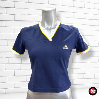 **HOY** Camiseta de manga corta cropped vintage ADIDAS color Azul Talla 38 (pequeña)