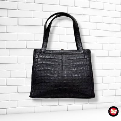 **HOY** Bolso de mano vintage efecto avestruz color Negro Talla PEQUEÑO