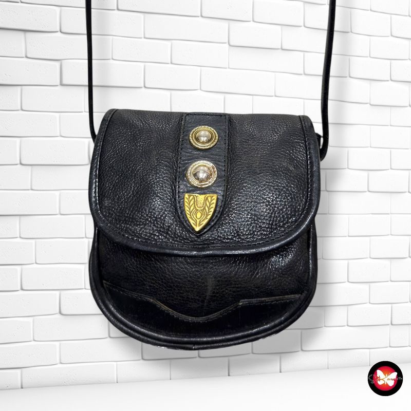 Bolso bandolera vintage de piel  color Negro Talla MINI