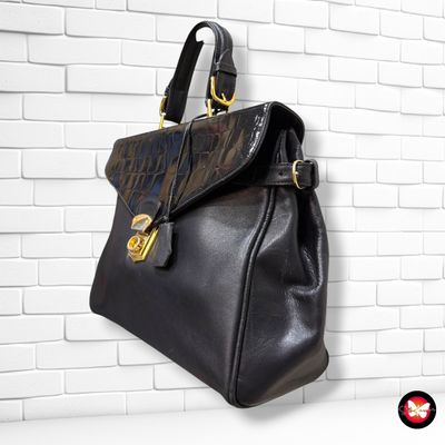 **HOY** Maletín vintage de piel color Negro Talla GRANDE