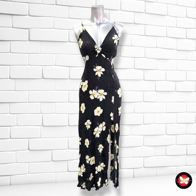 **HOY** Vestido largo cut-out PULL&BEAR color Negro y hueso Talla L (pequeña)