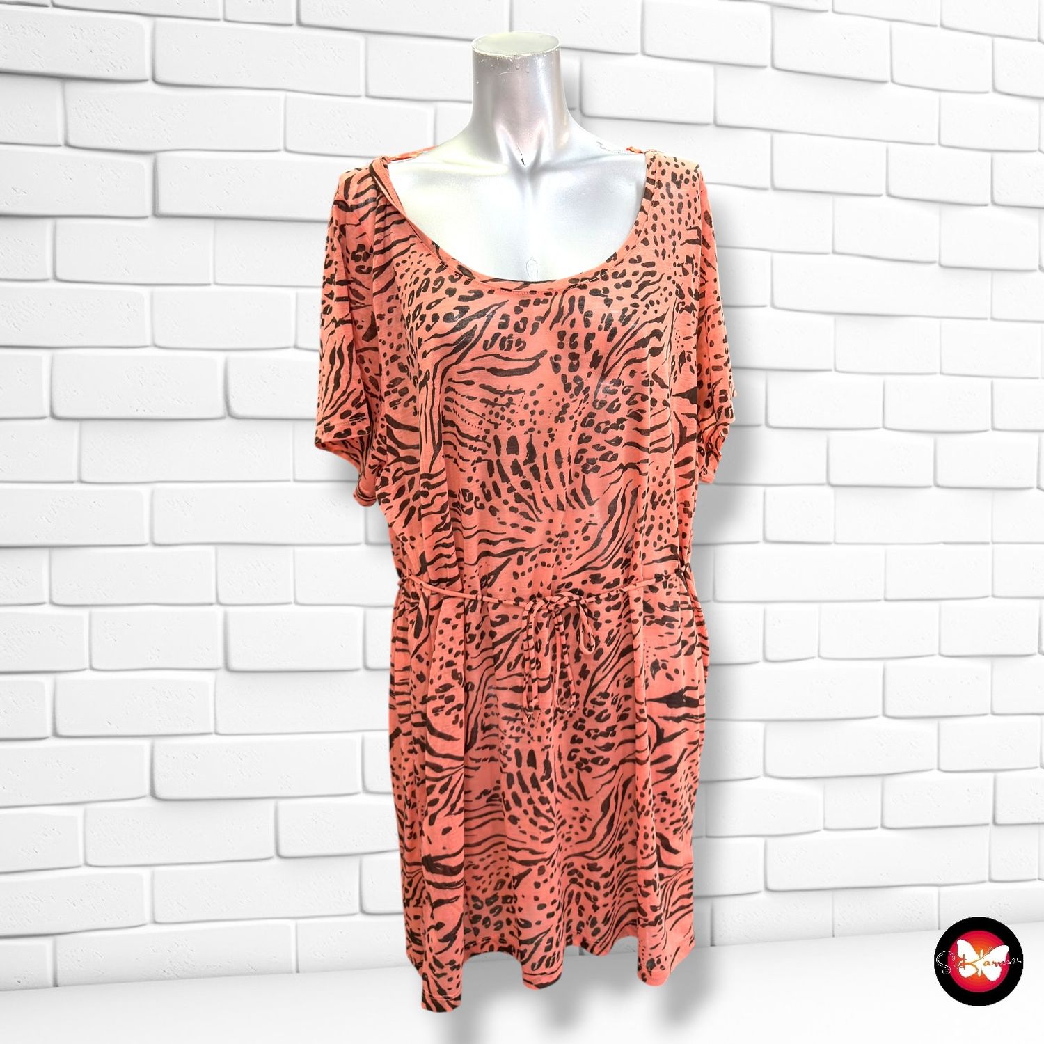 Vestido traslúcido H&amp;M color Salmón y negro Talla M