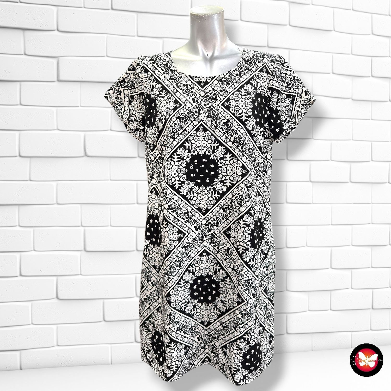 Vestido de manga corta DOTTI. color Negro y blanco Talla 38 (10UK) (pequeña)