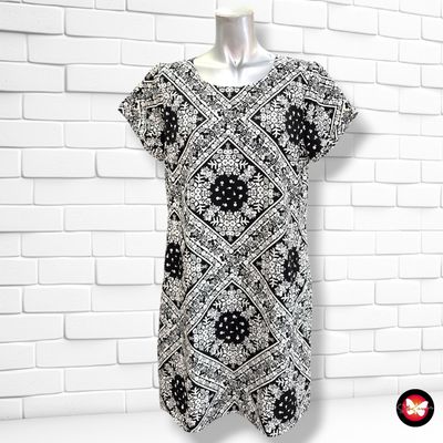 **HOY** Vestido de manga corta DOTTI. color Negro y blanco Talla 38 (10UK) (pequeña)