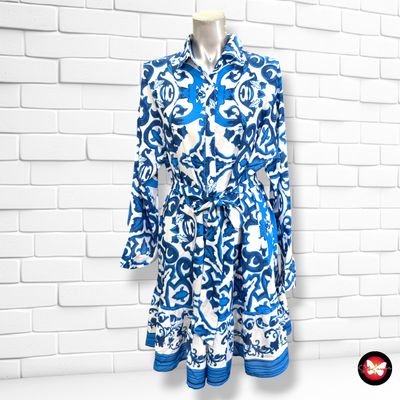**HOY** Vestido camisero color Azul y blanco Talla M
