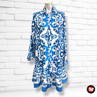 **HOY** Vestido camisero color Azul y blanco Talla M