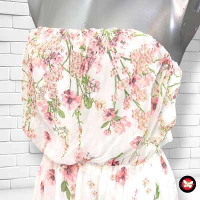 **HOY** Vestido largo palabra de honor color Blanco y rosa Talla L