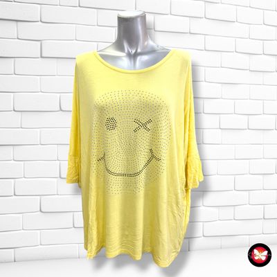 **HOY** Camiseta de manga corta “SMILE" JANINA color Amarillo Talla 44 (grande)