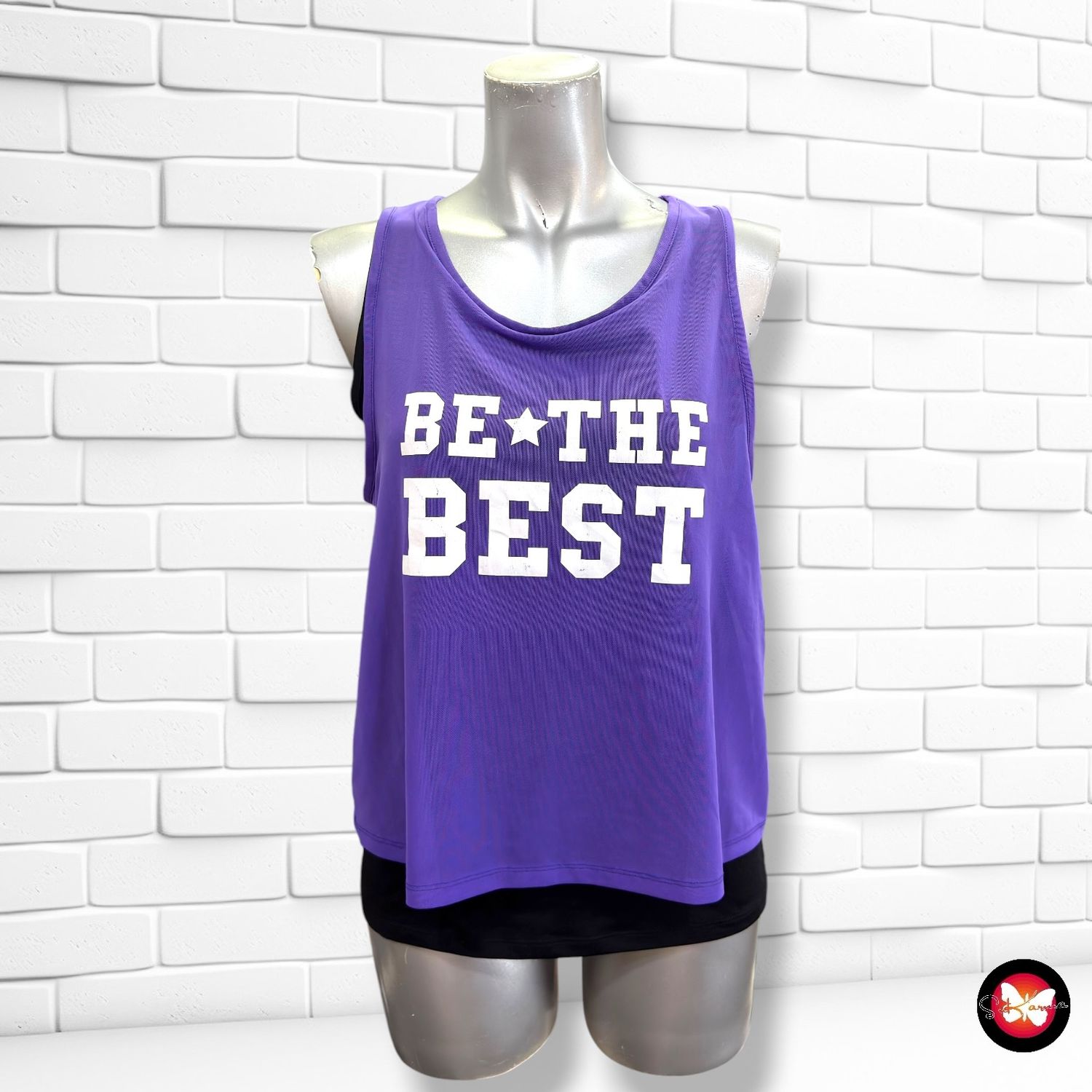 Camiseta deportiva F&amp;F color Negro y violeta Talla 12-13 años
