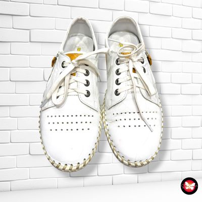 Zapatillas de piel KRISBUT color Blanco y mostaza Talla Calzado 40