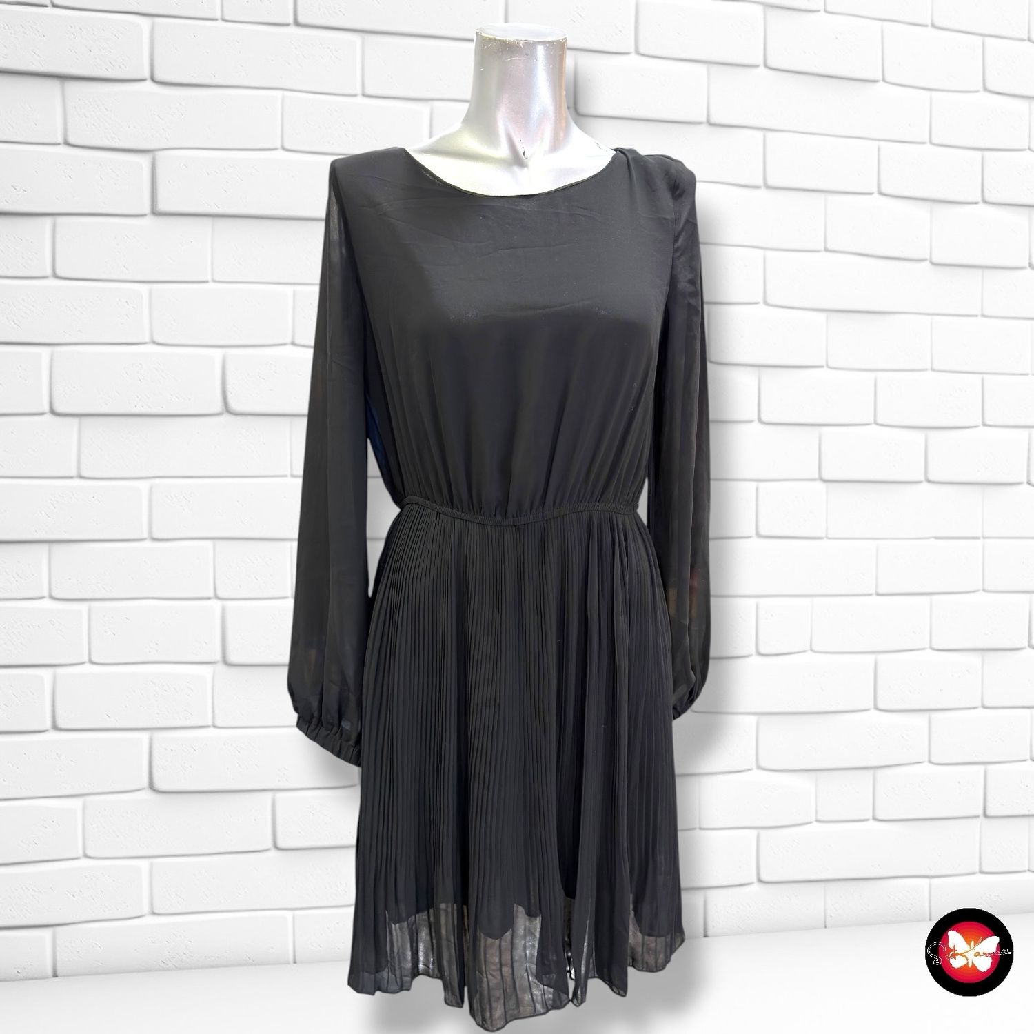 Vestido de noche plisado KLING color Negro Talla M