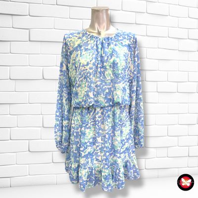 **HOY** Vestido de gasa SENSE color Celeste, blanco y verde Talla ÚNICA