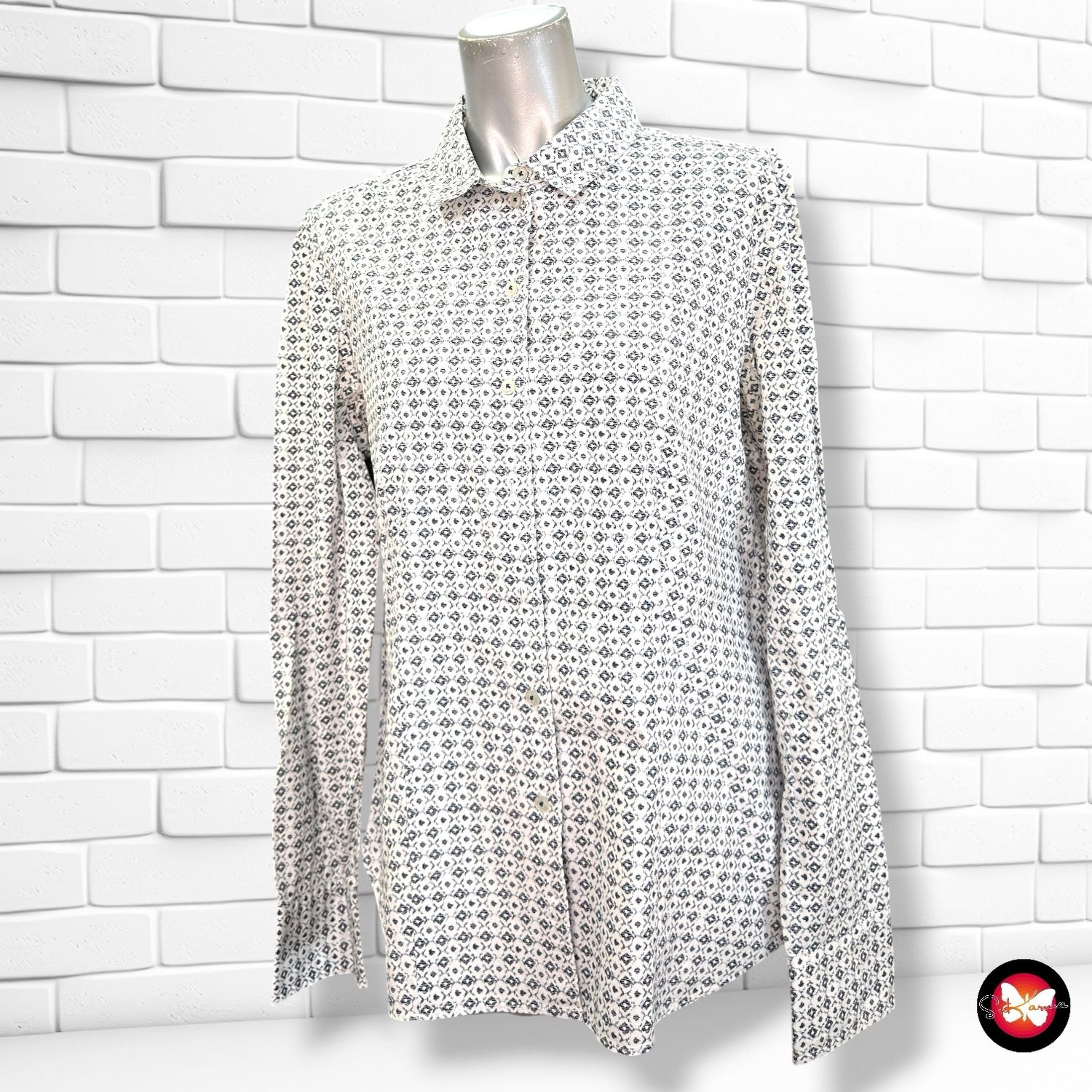 Camisa de manga larga MARC O’POLO color Blanco y azul marino Talla 40