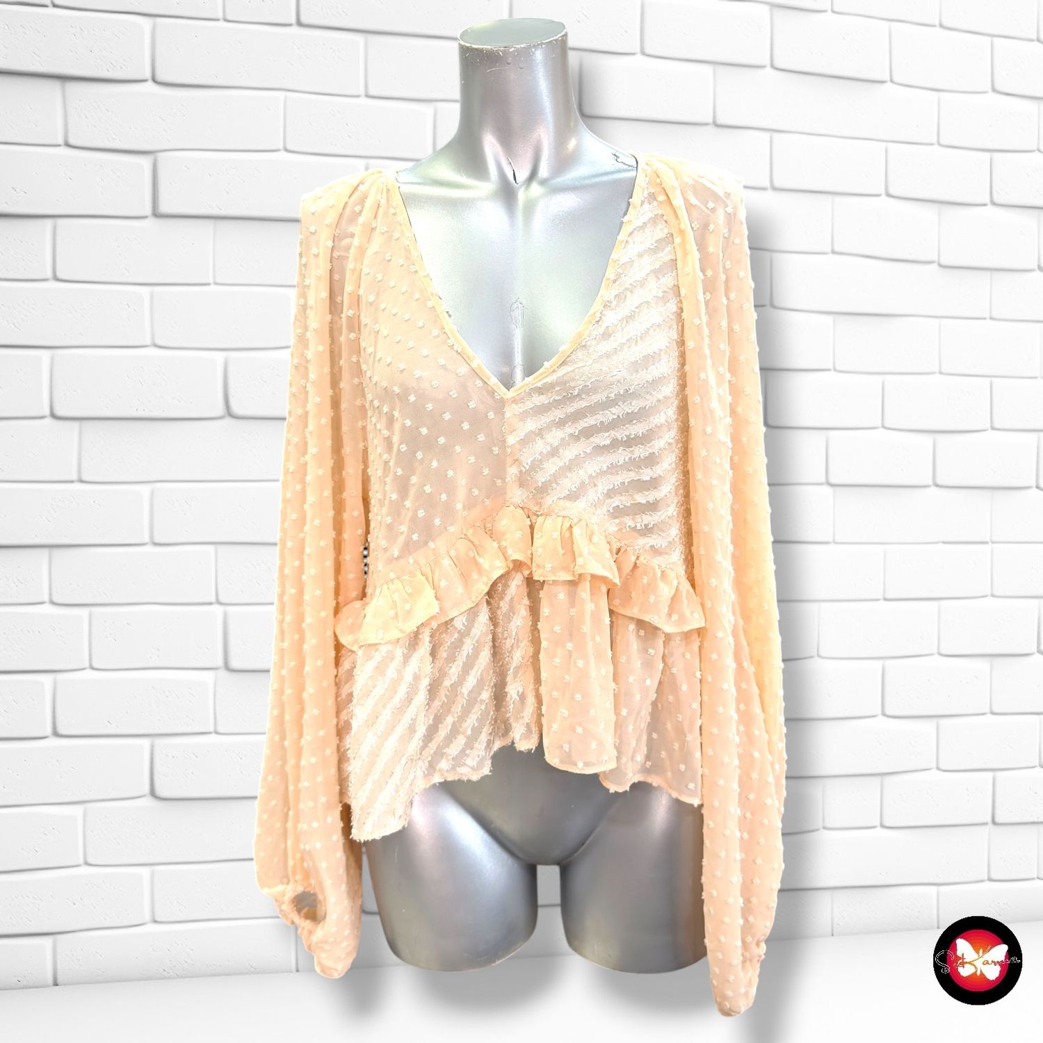 Blusa traslúcida estilo romántico ASOS color Salmón Talla 38