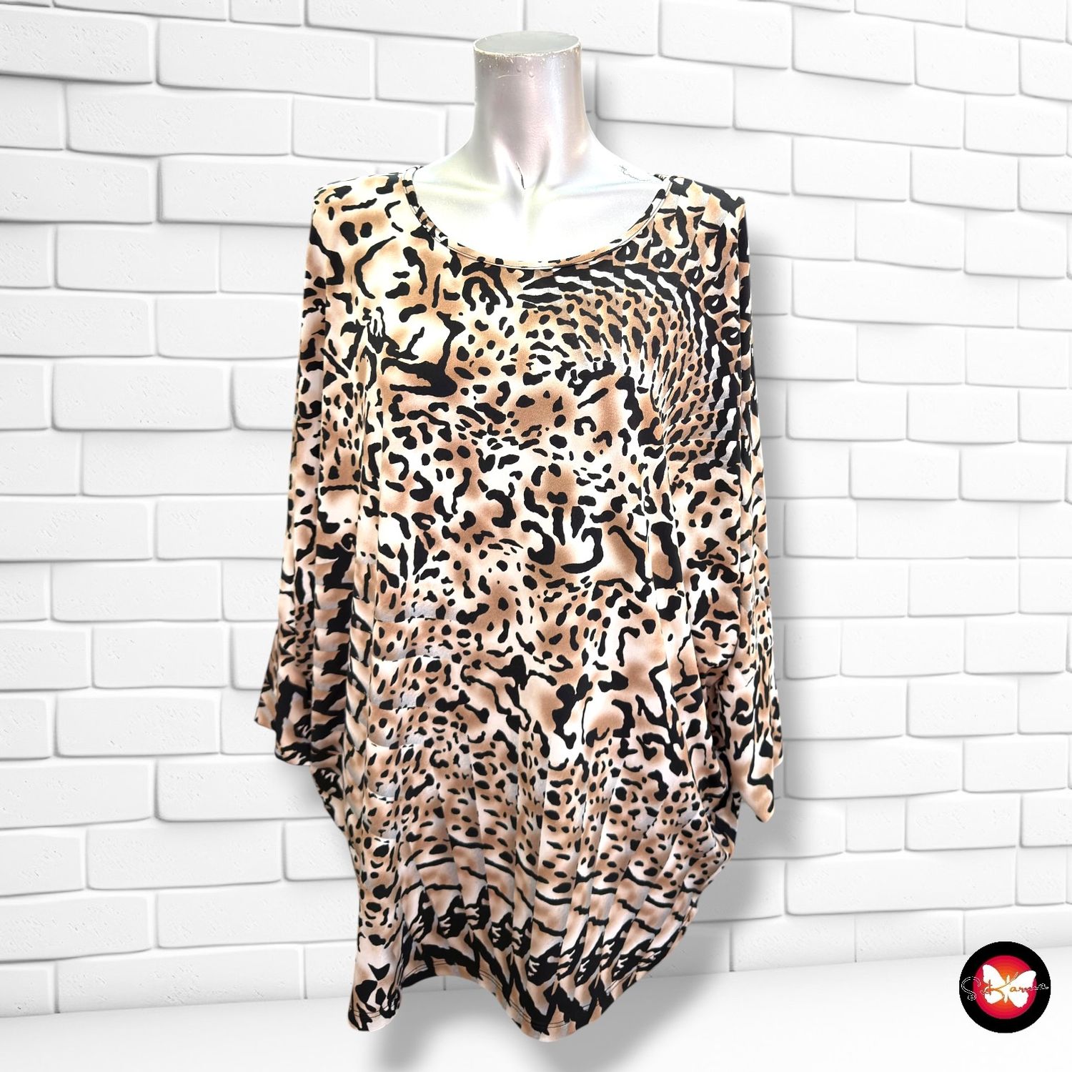 Blusa de media manga KIM&amp;CO. color Animal print Talla S (grande)