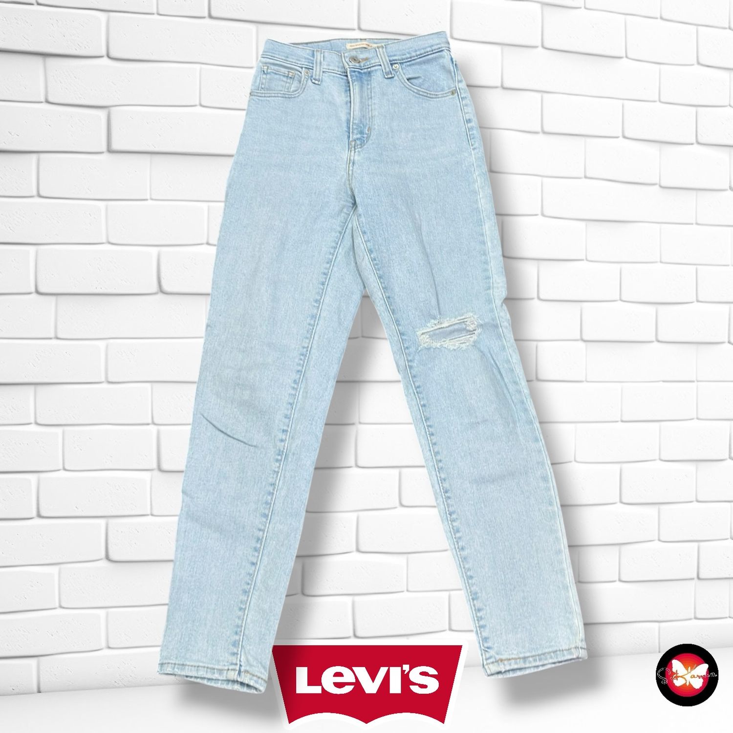 Pantalón HIGH WAISTED MOM LEVI’S color Azul vaquero Talla XXS (W23)
