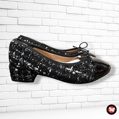 **HOY** Zapatos con punta charol color Negro y blanco Talla Calzado 38