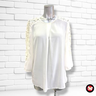 **HOY** Blusa de media manga con encaje SFERA color Blanco roto Talla S