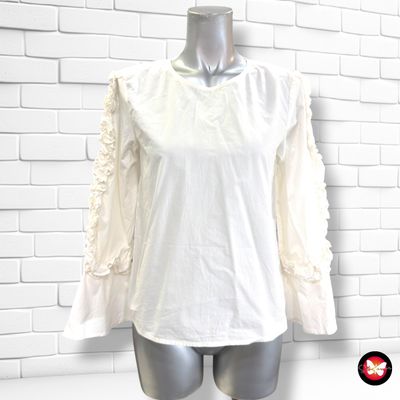 **HOY** Blusa con volantitos TIFFOSI color Blanco Talla S